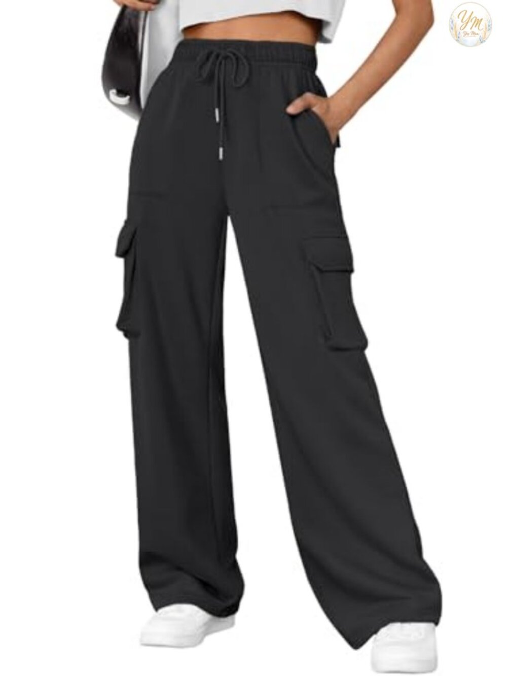 Wide Leg Cargo Sweatpants Baggy Parachute Joggers 50% Polyester 50% Cotton